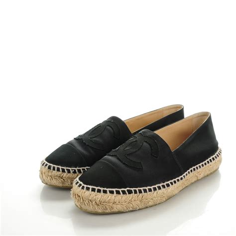 chanel black canvas espadrilles